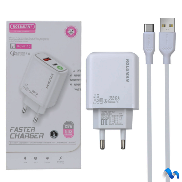 شارژر دیواری 25 وات کلومن مدل KC-H115 - تصویر 7