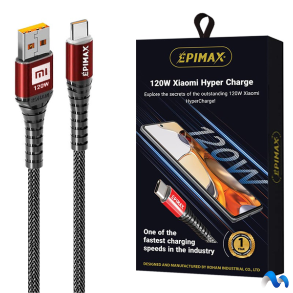 کابل شارژ تایپ سی EPIMAX EC-130 120W - تصویر 1