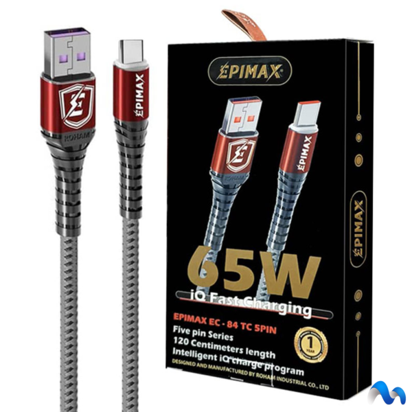 کابل شارژ تایپ سی هوشمند EPIMAX EC-84 TC 5PIN 65W - تصویر 2