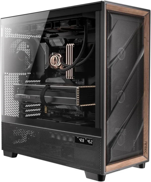 کیس Antec Flux Pro | Full-Tower E-ATX - شش فن PWM، پنل چوبی، پشتیبانی رادیاتور 420mm، نمایشگر دما - تصویر 1