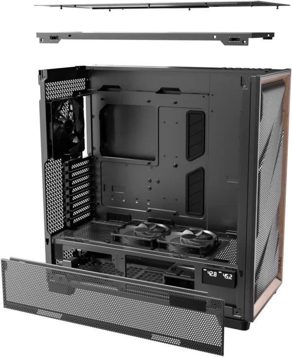 کیس Antec Flux Pro | Full-Tower E-ATX - شش فن PWM، پنل چوبی، پشتیبانی رادیاتور 420mm، نمایشگر دما - تصویر 2