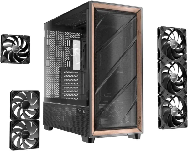 کیس Antec Flux Pro | Full-Tower E-ATX - شش فن PWM، پنل چوبی، پشتیبانی رادیاتور 420mm، نمایشگر دما - تصویر 3
