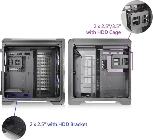 کیس Thermaltake View 51 | Full-Tower E-ATX، 2 فن 200mm ARGB + 1 فن 140mm، پنل شیشه‌ای، Sync RGB - تصویر 9