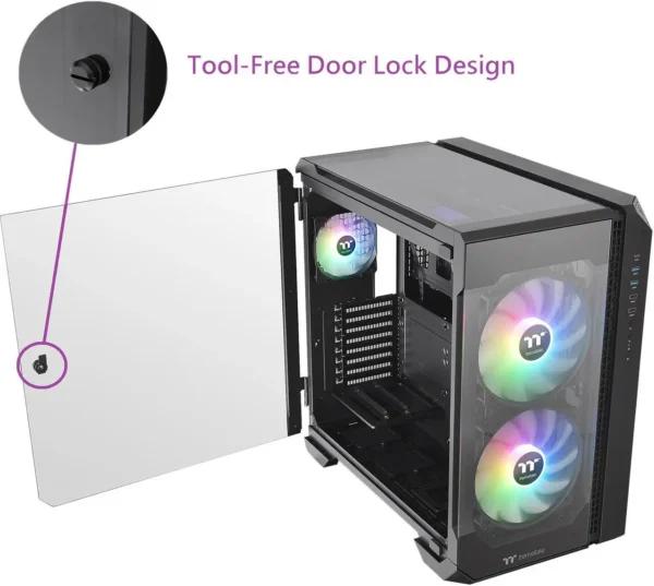 کیس Thermaltake View 51 | Full-Tower E-ATX، 2 فن 200mm ARGB + 1 فن 140mm، پنل شیشه‌ای، Sync RGB - تصویر 3