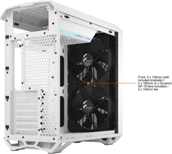 کیس Fractal Design Torrent Compact سفید | Mid-Tower ATX، شیشه حرارت‌دیده، تهویه قوی - تصویر 5
