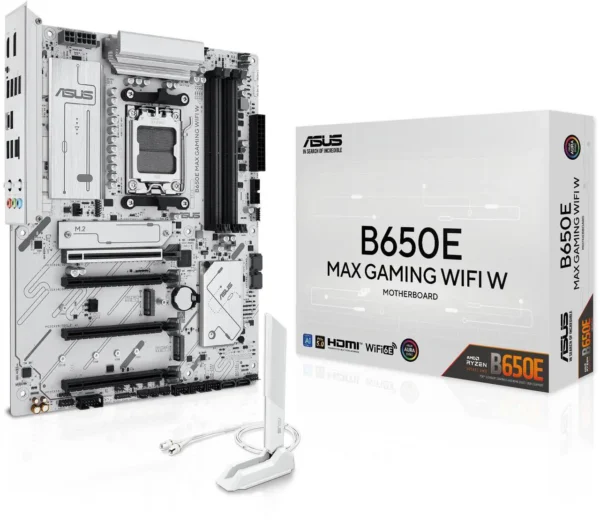 مادربرد گیمینگ ASUS B650E MAX WIFI W | سوکت AM5، پشتیبانی DDR5، PCIe 5.0، وای فای 6E، 3 اسلات M.2، 2.5Gb LAN، USB-C - تصویر 1