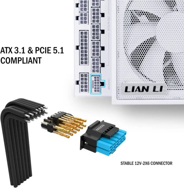 پاور LIAN LI Edge EG1000 سفید | توان 1000 وات، ATX 3.1، گواهی 80 Plus Platinum، فول ماژولار - تصویر 6