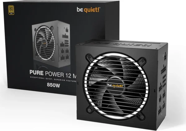 پاور be quiet! Pure Power 12 M | توان 850 وات، ATX 3.1/3.0، گواهی 80 Plus Gold، پشتیبانی PCIe 5.0، ماژولار - تصویر 1