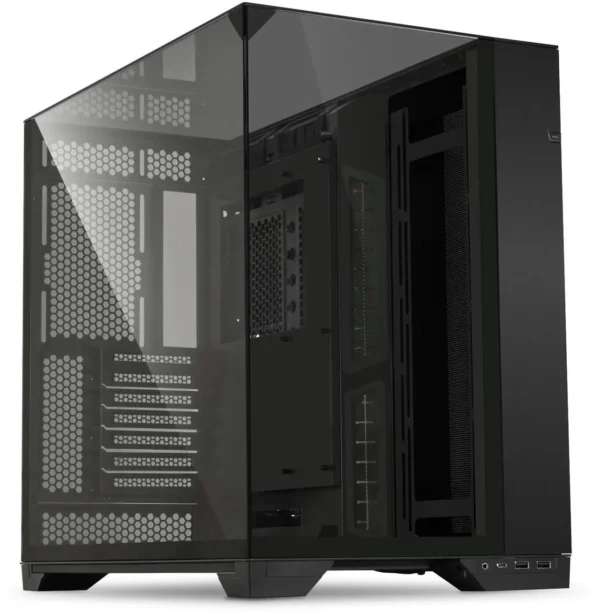 کیس LIAN LI O11 Vision مشکی | Mid-Tower ATX، طراحی پریمیوم آلومینیوم + شیشه حرارت‌دیده - تصویر 1