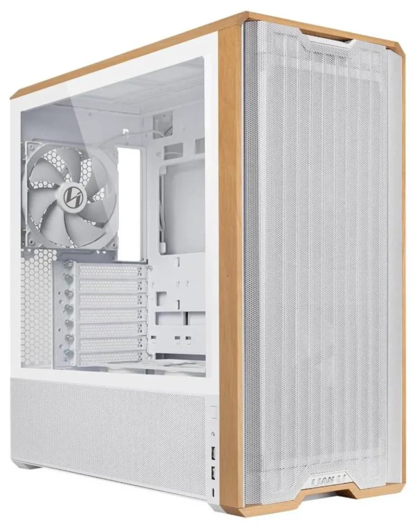 کیس LIAN LI LANCOOL 217 سفید | Mid-Tower ATX، پنل چوب گردو طبیعی، 5 فن PWM از پیش نصب شده - تصویر 1