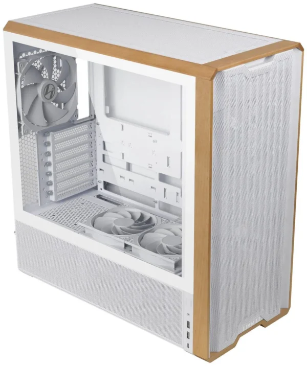 کیس LIAN LI LANCOOL 217 سفید | Mid-Tower ATX، پنل چوب گردو طبیعی، 5 فن PWM از پیش نصب شده - تصویر 2