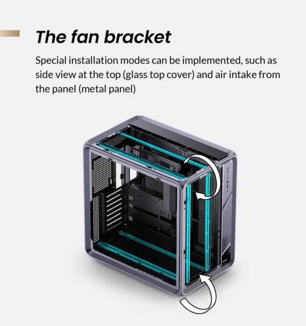 کیس JONSBO BO400 خاکستری | Full-Tower ATX، فریم آلومینیومی، طراحی 3 وجهی شیشه‌ای، پشتیبانی AIO 360mm - تصویر 3