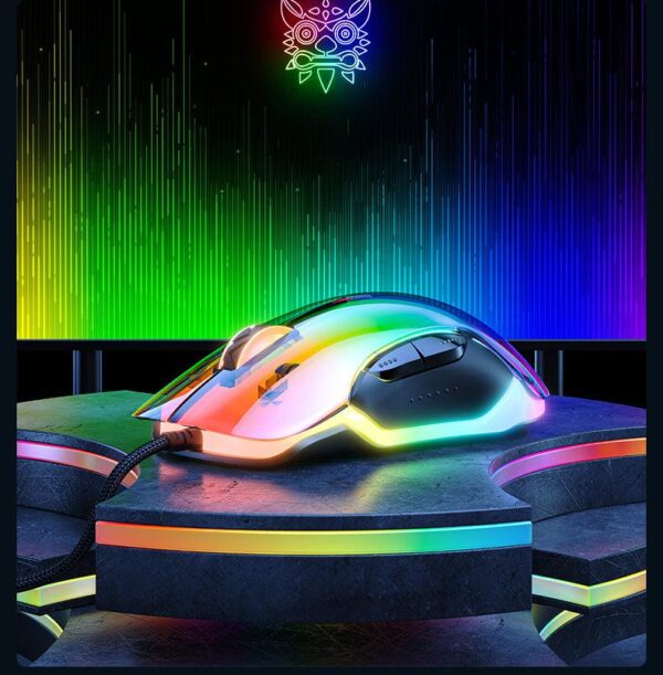 ماوس گیمینگ سیمی اونیکوما CW925 – DPI تا 12800، سبک وزن، طراحی شفاف مشکی، نورپردازی RGB - تصویر 6