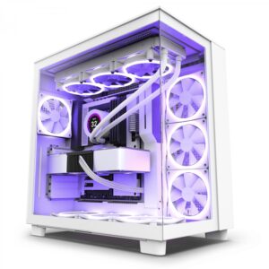 کیس NZXT H9 Flow سفید | Mid-Tower، طراحی دو محفظه‌ای، پنل شیشه‌ای، تهویه قدرتمند