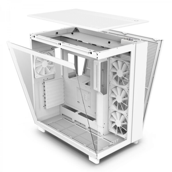 کیس NZXT H9 Flow سفید | Mid-Tower، طراحی دو محفظه‌ای، پنل شیشه‌ای، تهویه قدرتمند - تصویر 4