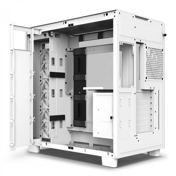 کیس NZXT H9 Flow سفید | Mid-Tower، طراحی دو محفظه‌ای، پنل شیشه‌ای، تهویه قدرتمند - تصویر 2