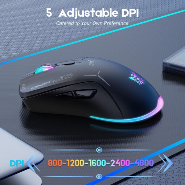 ماوس گیمینگ بی‌سیم و سیمی اونیکوما CW917 – DPI تا 4800، دو حالت اتصال، 6 دکمه، RGB، قابل شارژ برای PC و لپ‌تاپ - تصویر 6