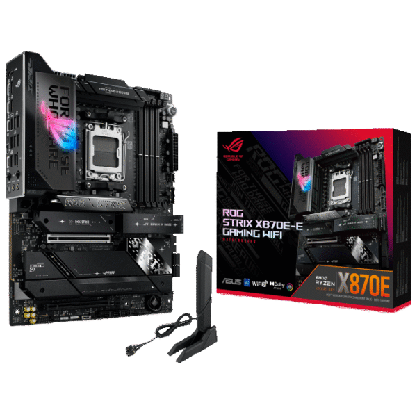 مادربرد گیمینگ ASUS ROG STRIX X870E-E WIFI | سوکت AM5، چیپست X870، پاور استیج 18+2+2، DDR5، PCIe 5.0، Wi-Fi 7، USB4، 5 اسلات M.2 - تصویر 1