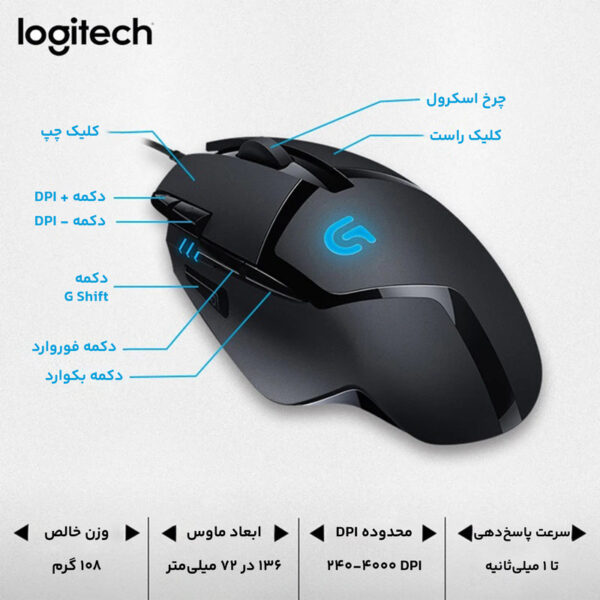 ماوس مخصوص بازی لاجیتک مدل G402 Hyperion Fury - تصویر 16