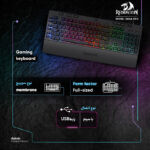 کیبورد گیمینگ ردراگون مدل Shiva K512، سوییچ ممبران، Full-Size، نورپردازی RGB - تصویر 16