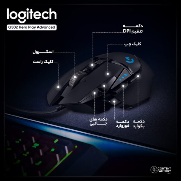 ماوس مخصوص بازی لاجیتک مدل G502 Hero - تصویر 7