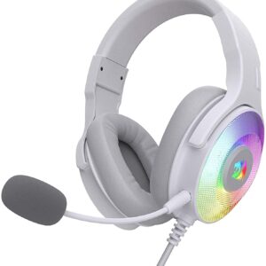 هدست گیمینگ Redragon H350 Pandora RGB سفید – صدای استریو، درایور 50mm، میکروفون قابل تنظیم، اتصال باسیم USB