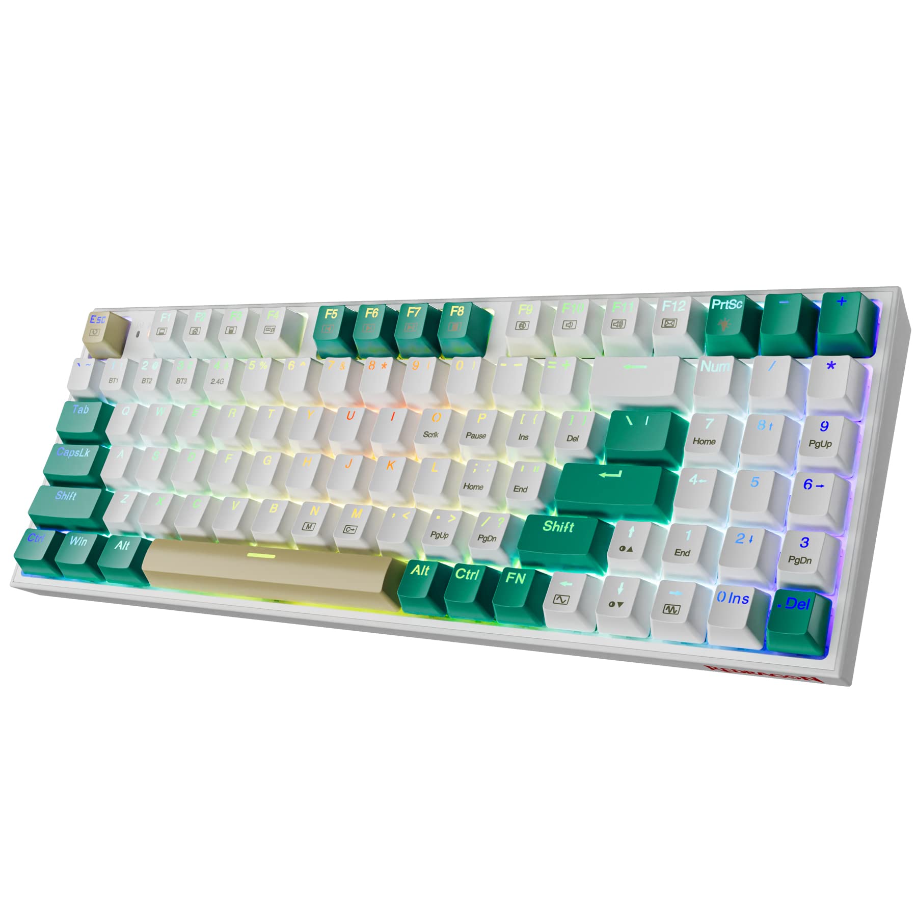 کیبورد مکانیکال گیمینگ Redragon VEIGAR K643WGC-RGB Pro – کیبورد 94 کلید Hot-Swappable با سوئیچ قرمز، اتصال سهحالته Bluetooth 5.0 / 2.4GHz / Type-C