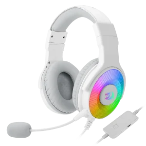 هدست گیمینگ Redragon H350 Pandora RGB سفید – صدای استریو، درایور 50mm، میکروفون قابل تنظیم، اتصال باسیم USB