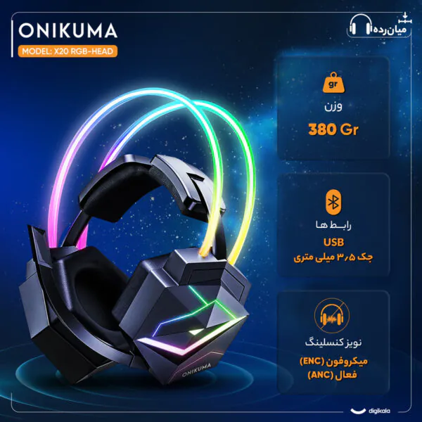 هدفون مخصوص بازی اونیکوما مدل X20 RGB-HEAD - تصویر 10