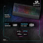 کیبورد گیمینگ ردراگون مدل Shiva K512، سوییچ ممبران، Full-Size، نورپردازی RGB - تصویر 16