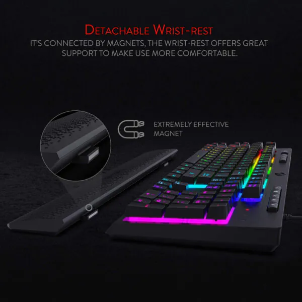 کیبورد گیمینگ ردراگون مدل Shiva K512، سوییچ ممبران، Full-Size، نورپردازی RGB - تصویر 7